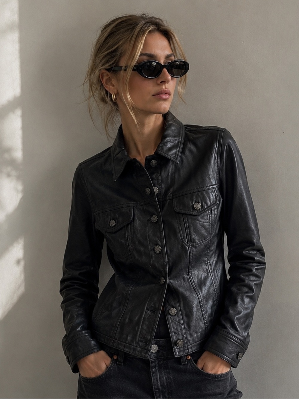 Vintage GAP Leather Trucker Jacket | Small